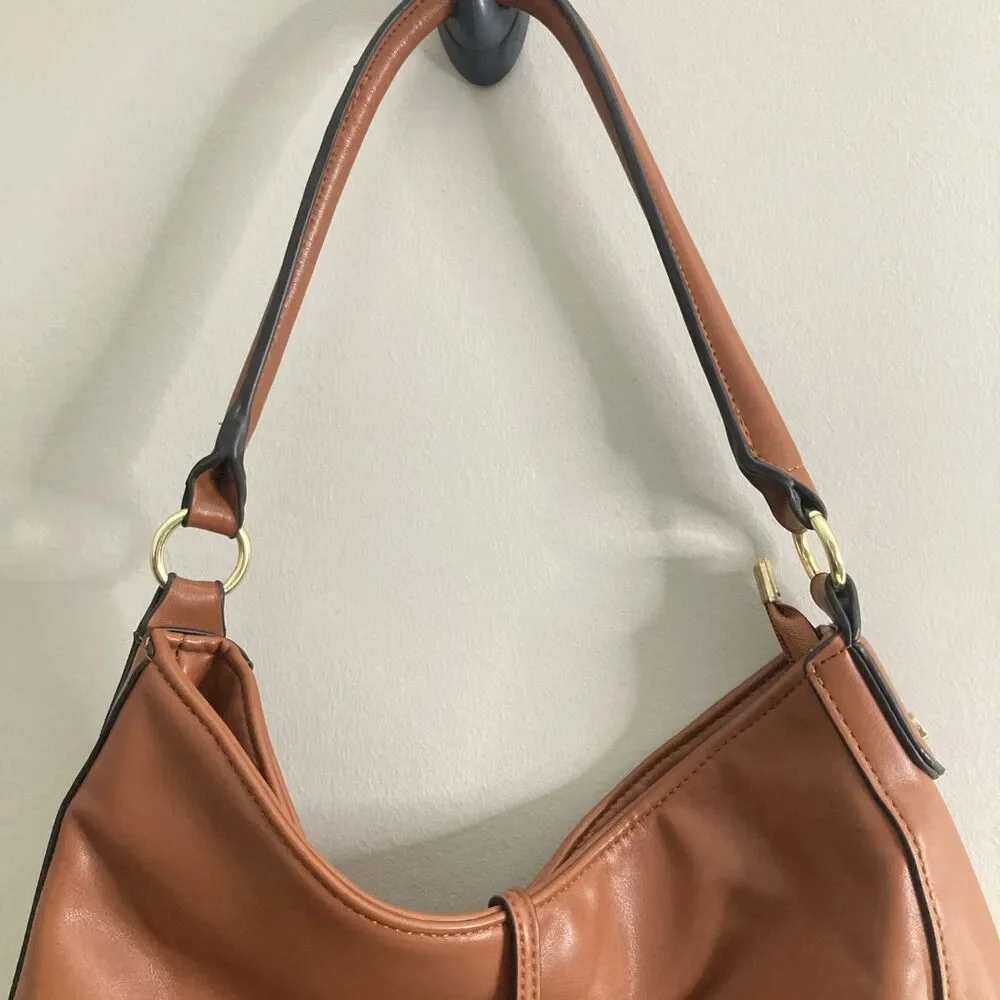 Tory Burch Metal Miller Slouchy Hobo Leather Shoulder/Crossbody Bag, Brown